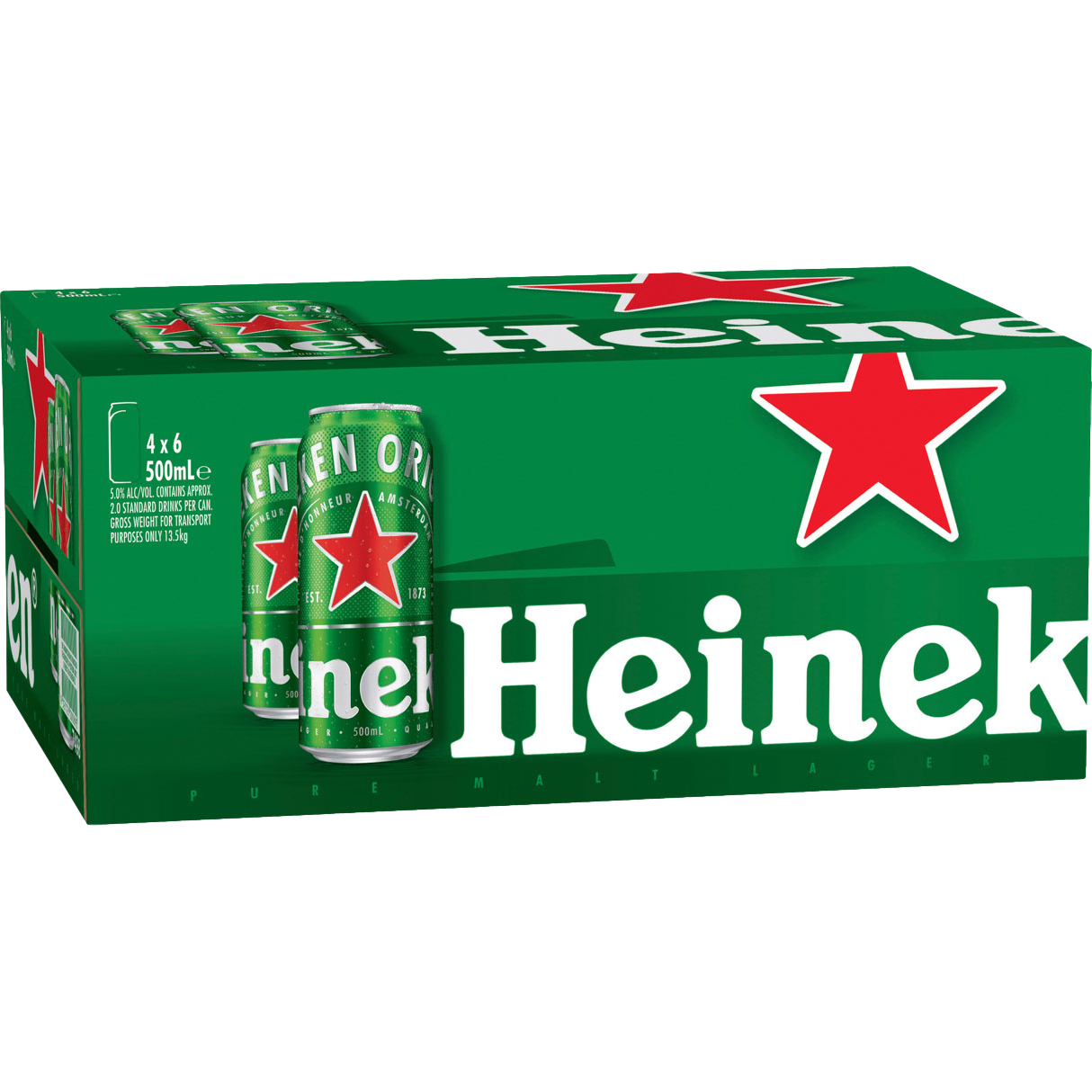 Heineken Original Lager 500ml Can Case of 24