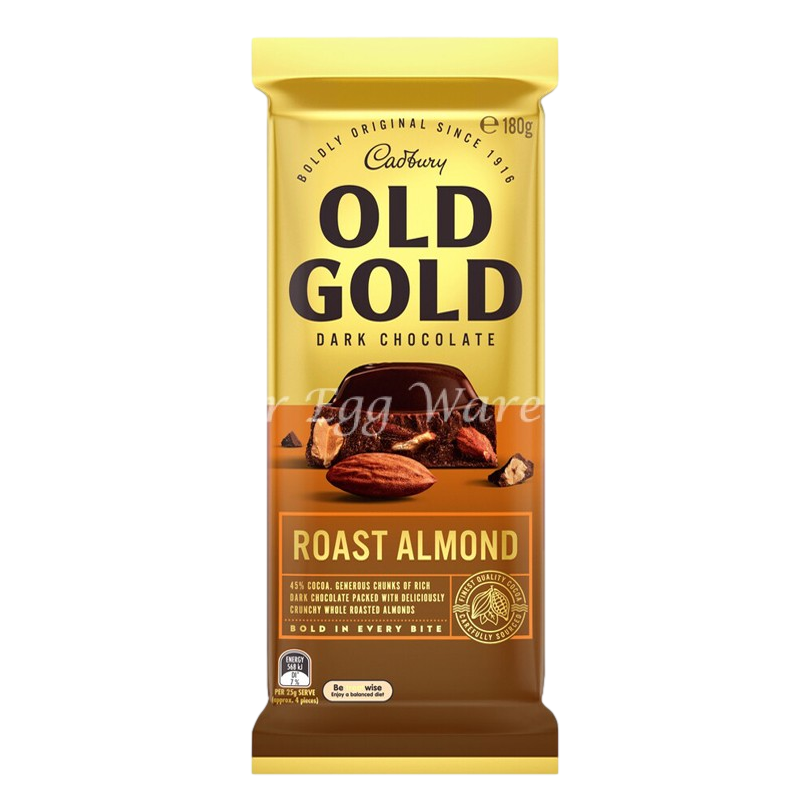 Cadbury Old Gold Dark Chocolate Roasted Almond Chocolate Block 180g