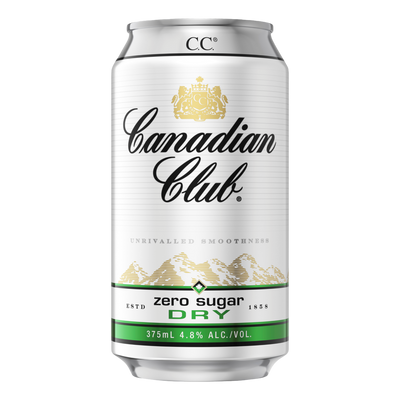 Canadian Club Whisky Zero Sugar Dry 375ml Can Case of 24