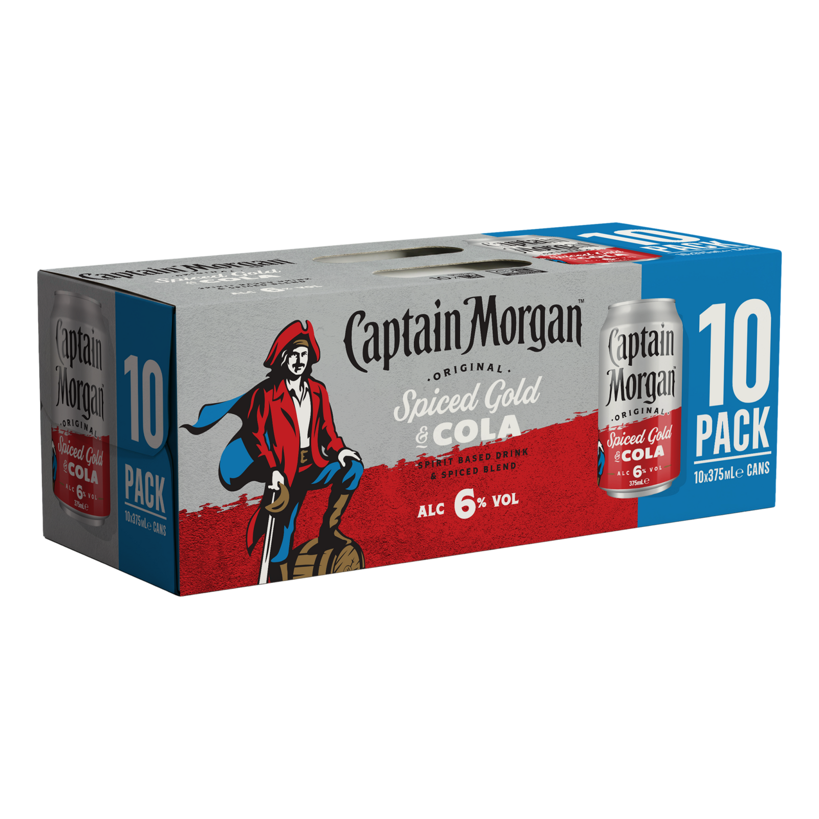 Captain Morgan Original Spiced Gold Rum & Cola 6% 375ml Can 10 Pack - Camperdown Cellars