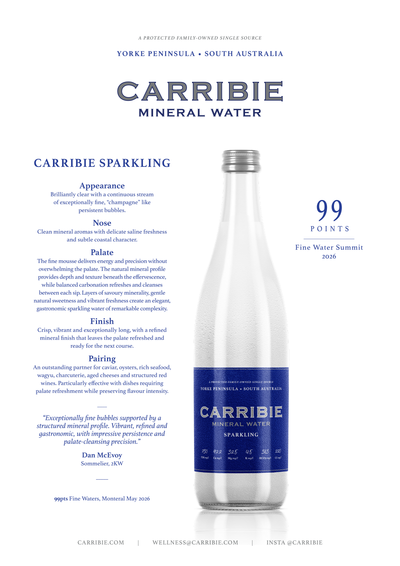 Carribie Sparkling Vintage Mineral Water 750ml Bottle Case of 12