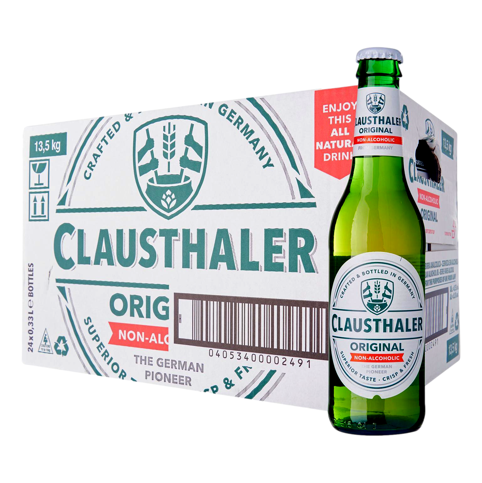 Clausthaler Original Non Alcoholic Pilsner 330ml Bottle Case of 24