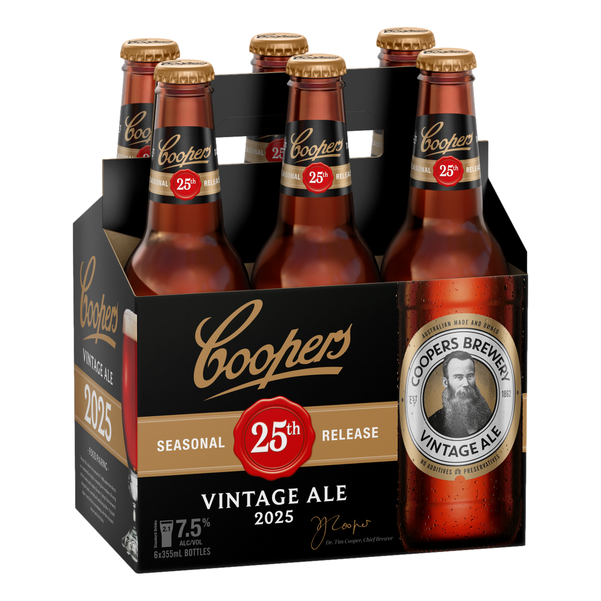 Coopers Extra Strong Vintage Ale 2025 25th Anniversary Edition 7.5% 355ml Bottle  6 Pack