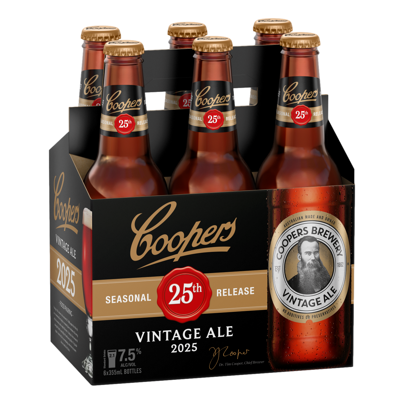 Coopers Extra Strong Vintage Ale 2025 25th Anniversary Edition 7.5% 355ml Bottle  6 Pack