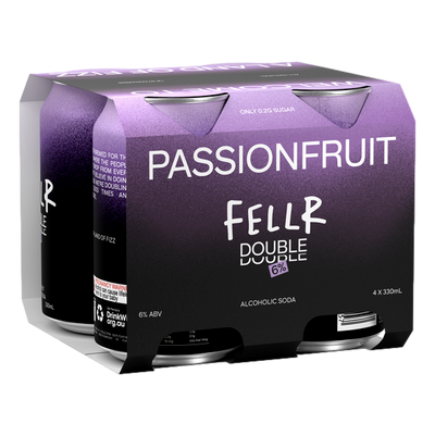 Fellr DOUBLE Seltzer Passionfruit 6% 330ml Can 4 Pack