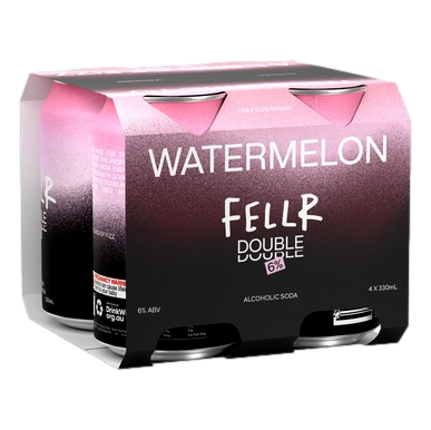 Fellr DOUBLE Seltzer Watermelon 6% 330ml Can 4 Pack