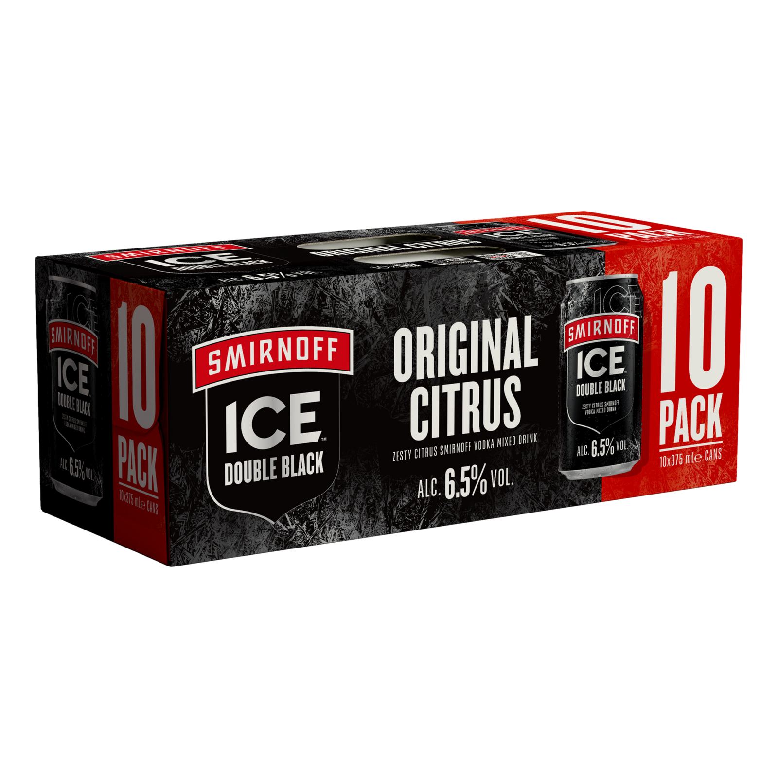 Smirnoff Ice Double Black 6.5% 375ml Can 10 Pack - Camperdown Cellars