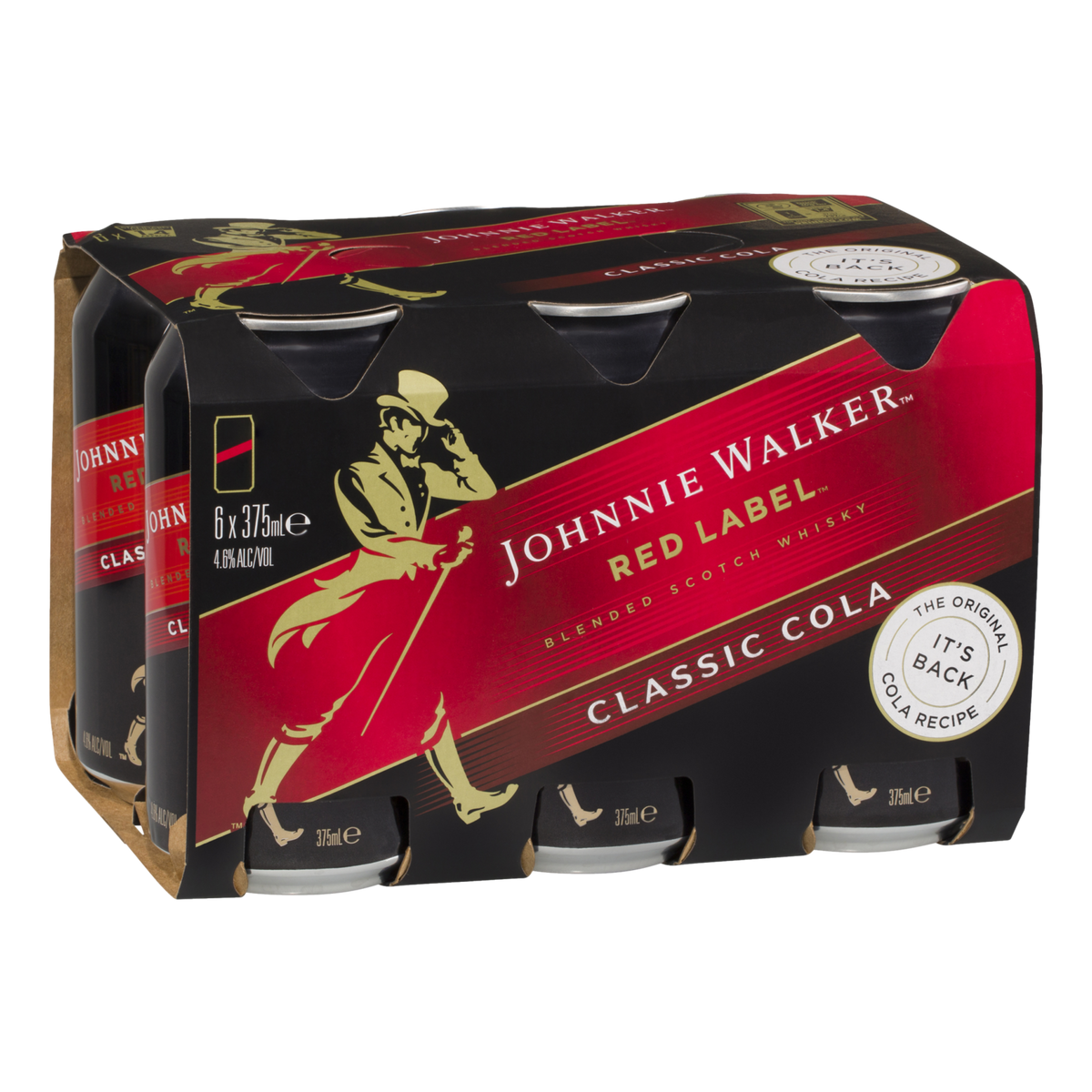 Johnnie Walker Red & Cola 4.6% 375ml Can 6 Pack