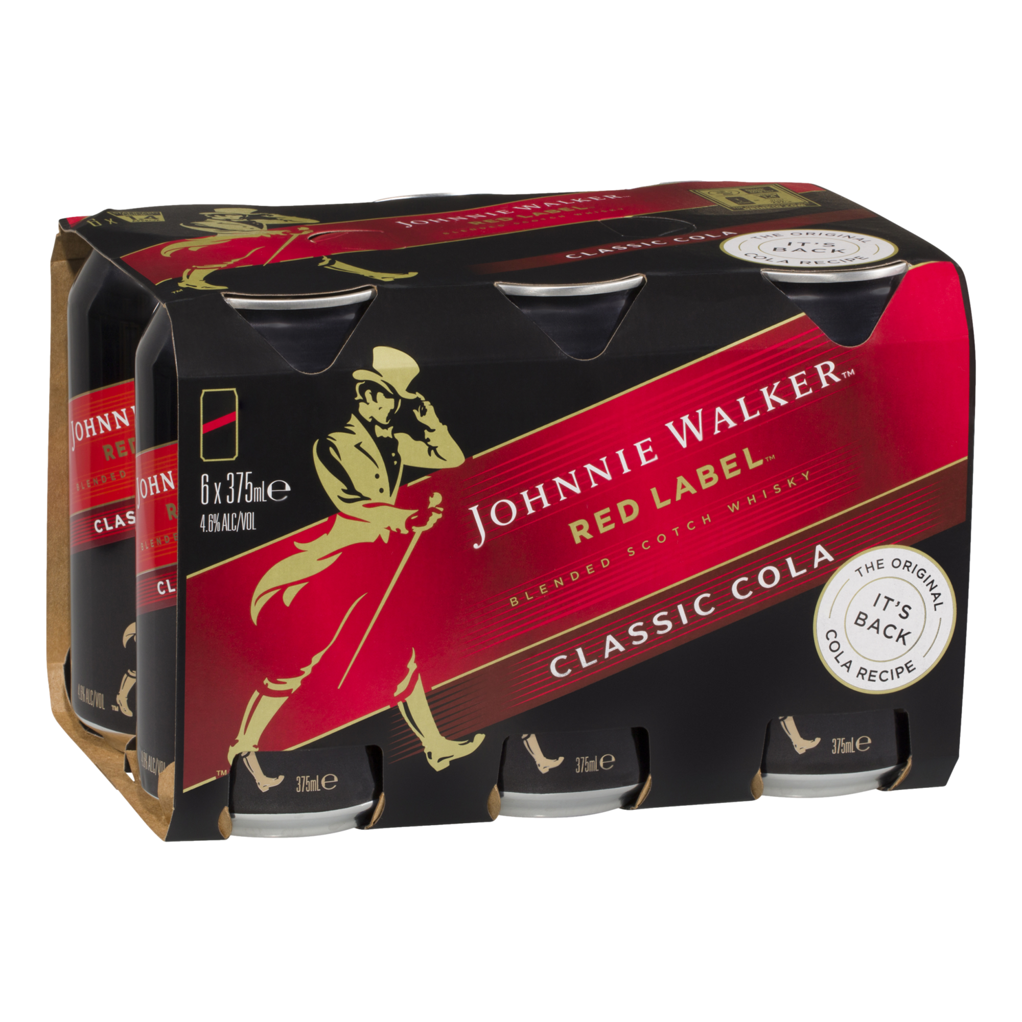 Johnnie Walker & Cola 4.6% 375ml Can 6 Pack