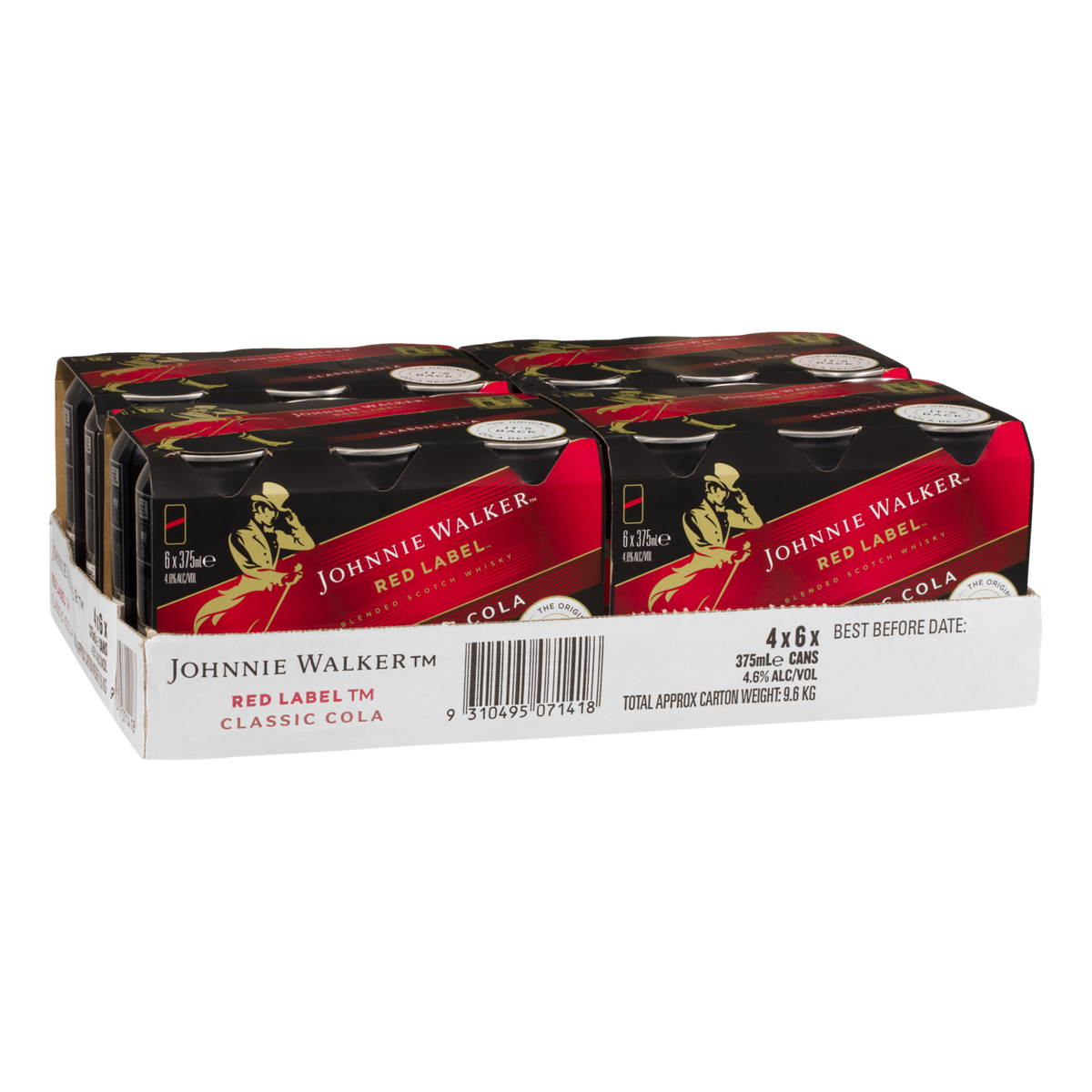 Johnnie Walker Red & Cola 4.6% 375ml Can Case of 24