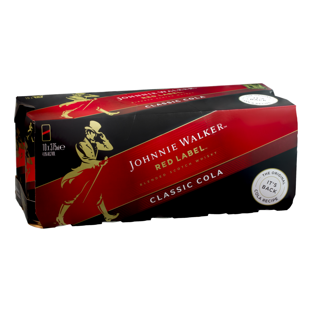 Johnnie Walker Red & Cola 4.6% 375ml Can 10 Pack