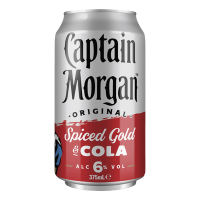 Captain Morgan Original Spiced Gold Rum & Cola 6% 375ml Can 4 Pack