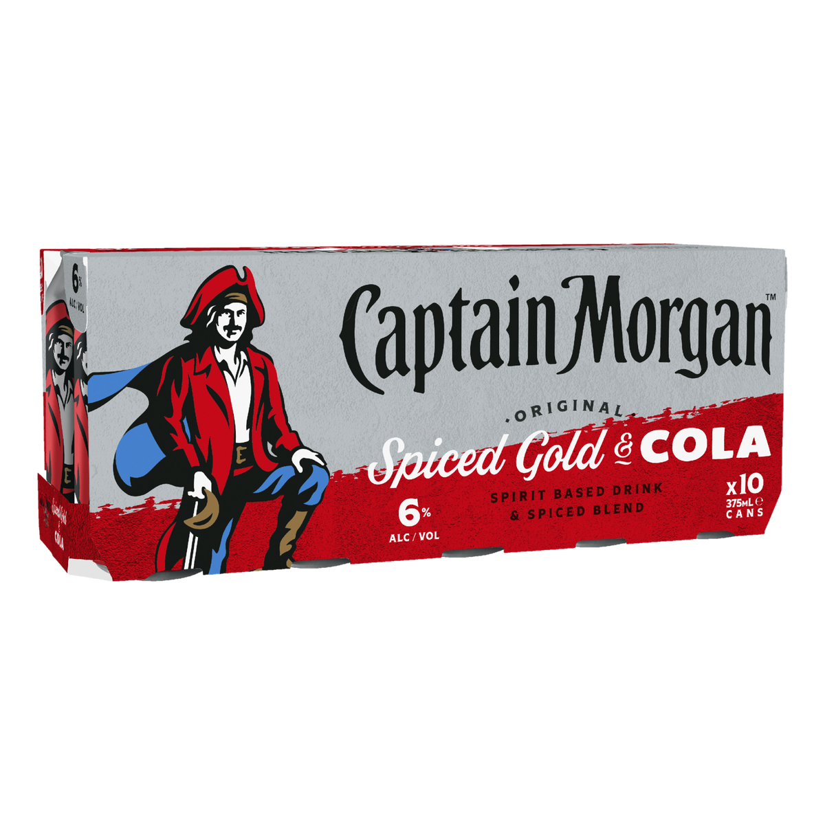 Captain Morgan Original Spiced Gold Rum & Cola 6% 375ml Can 10 Pack