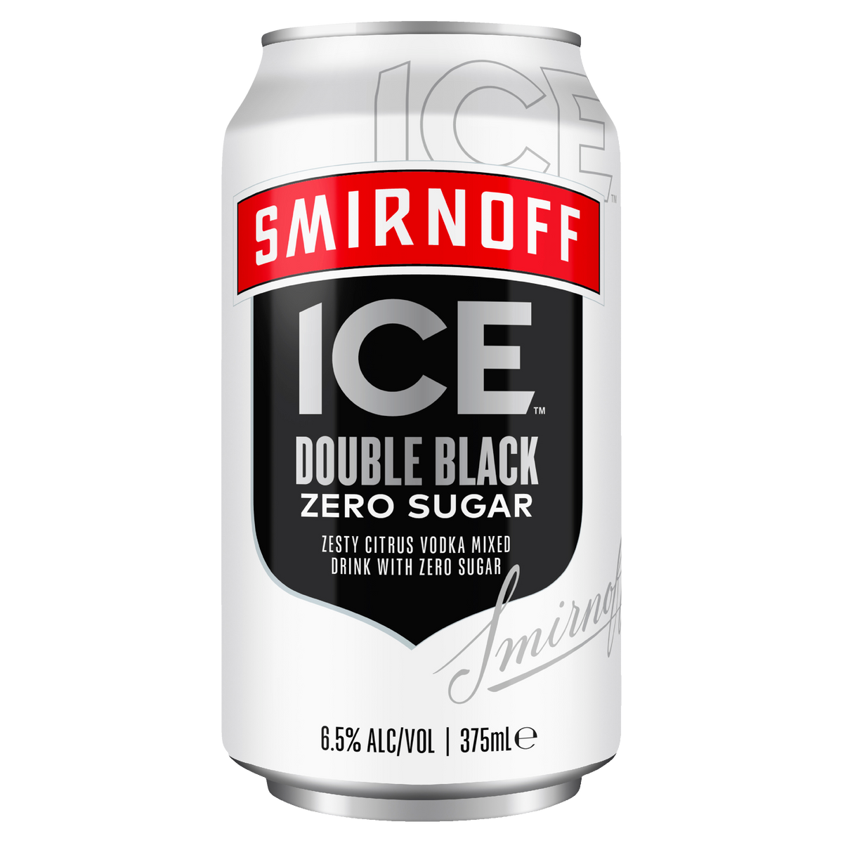 Smirnoff Ice Double Black Zero Sugar 6.5% 375ml Can Case of 24