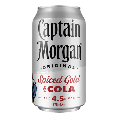 Captain Morgan Original Spiced Gold Rum & Cola 4.5% 375ml Can 6 Pack