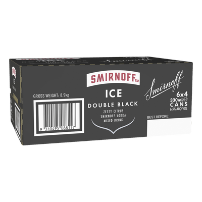 Smirnoff Ice Double Black 6.5% 375ml Can Case of 24