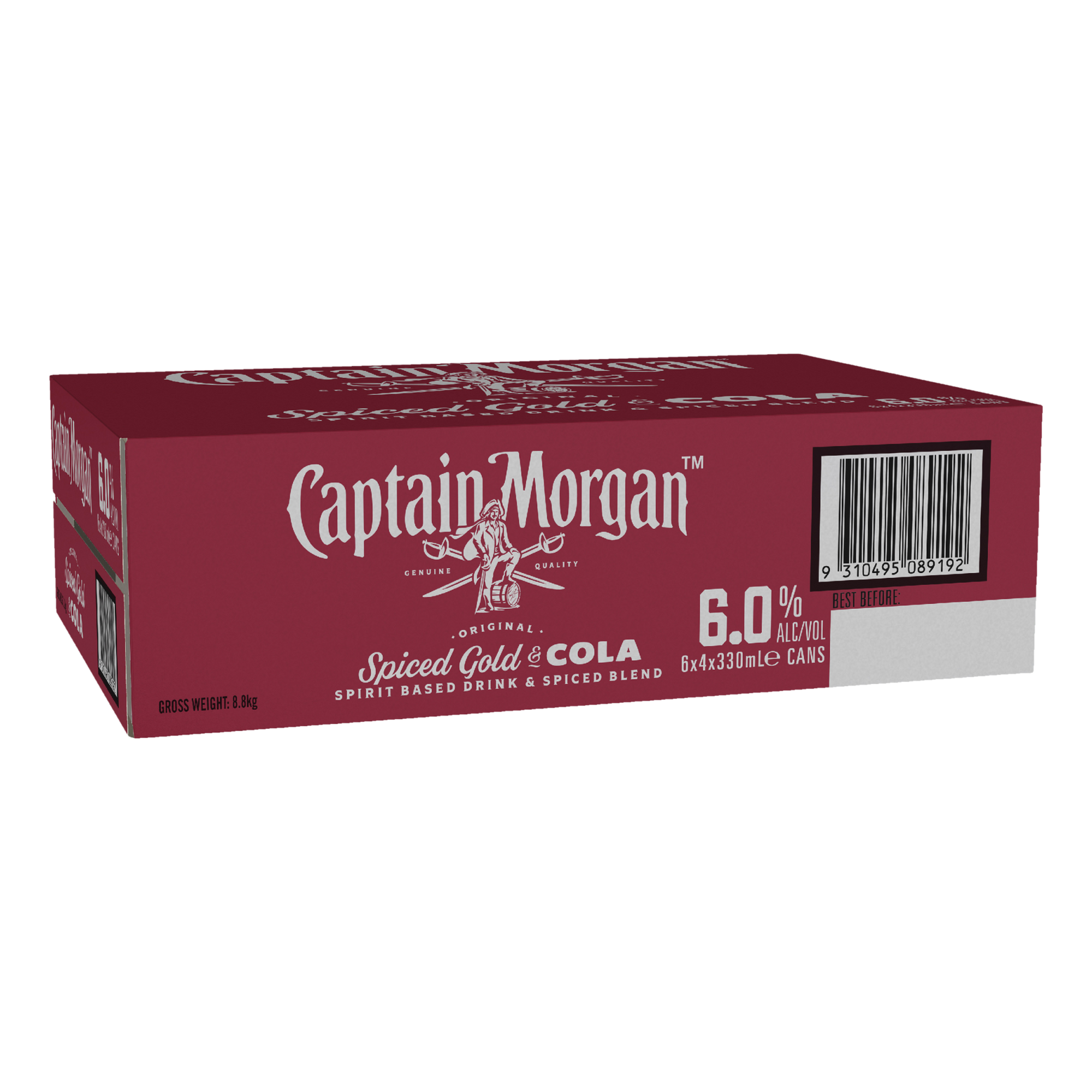Captain Morgan Original Spiced Gold Rum & Cola 6% 375ml Can Case of 24