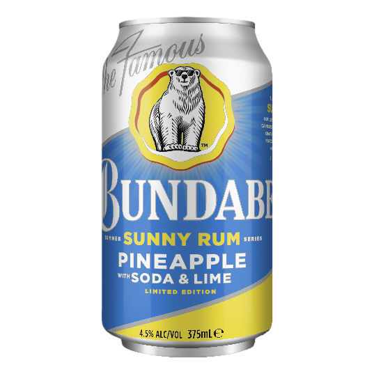 Bundaberg Sunny Pineapple Rum Soda & Lime 4.5% 375ml Can Single