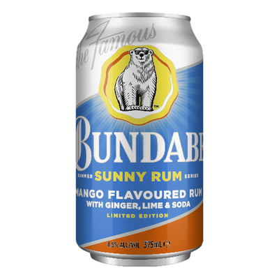 Bundaberg Sunny Mango Rum Ginger Lime & Soda 4.5% 375ml Can 6 Pack