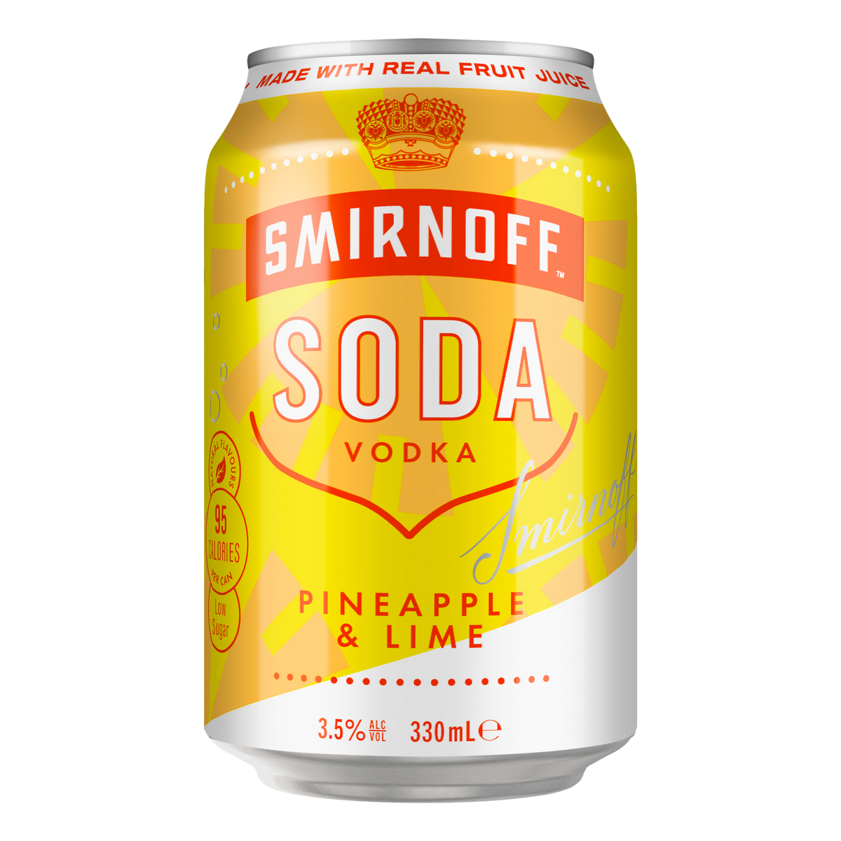 Smirnoff Soda Pineapple & Lime 330ml Can 4 Pack