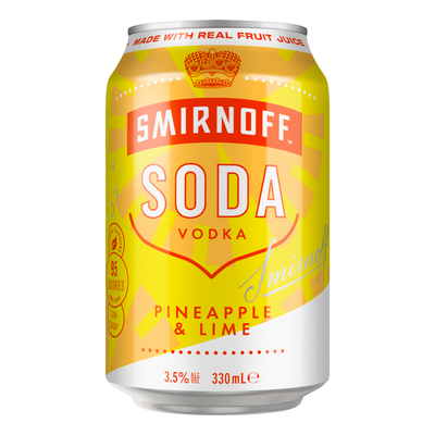 Smirnoff Soda Pineapple & Lime 330ml Can 4 Pack