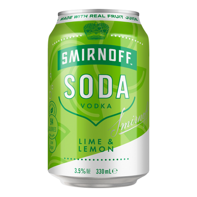 Smirnoff Soda Lime & Lemon Vodka 330ml Can 4 Pack