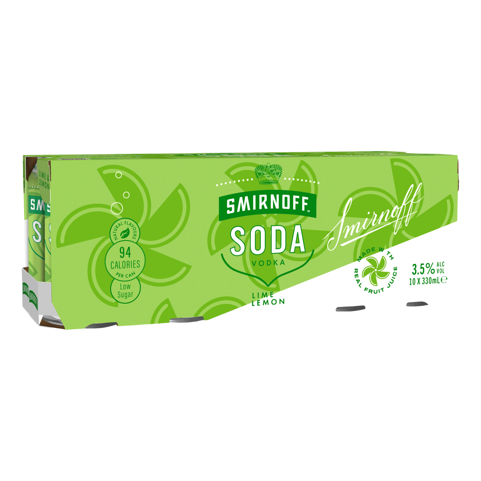 Smirnoff Soda Lime & Lemon Vodka 330ml Can 10 Pack