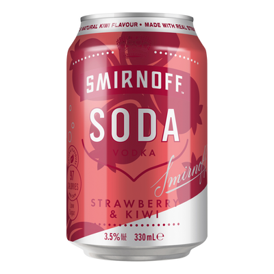 Smirnoff Soda Strawberry Kiwi Vodka 330ml Can 4 Pack