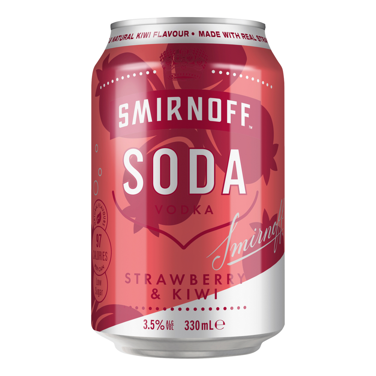 Smirnoff Soda Strawberry Kiwi Vodka 330ml Can Case of 24