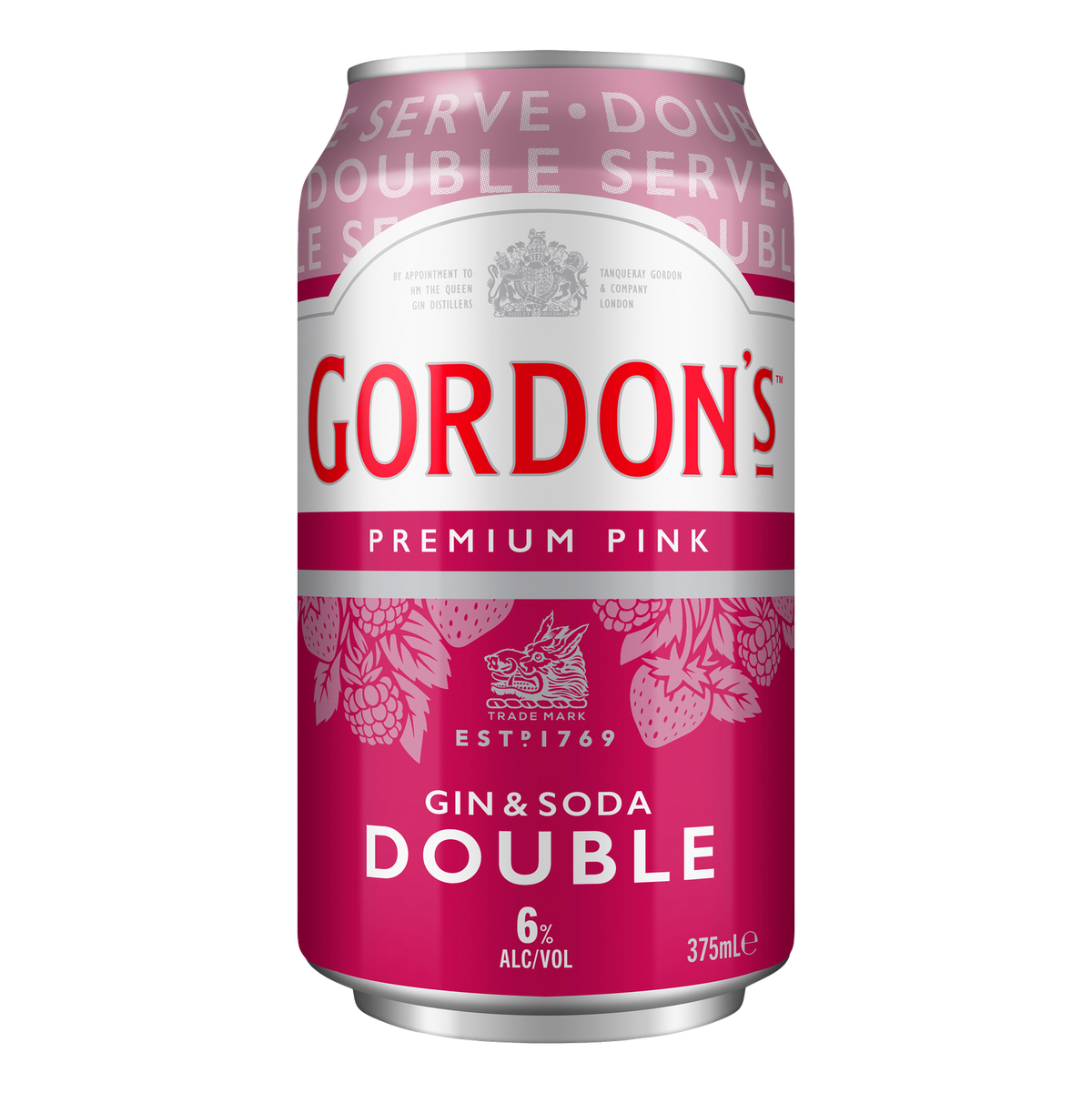 Gordon's DOUBLE Pink Gin & Soda 6% 375ml Can Single