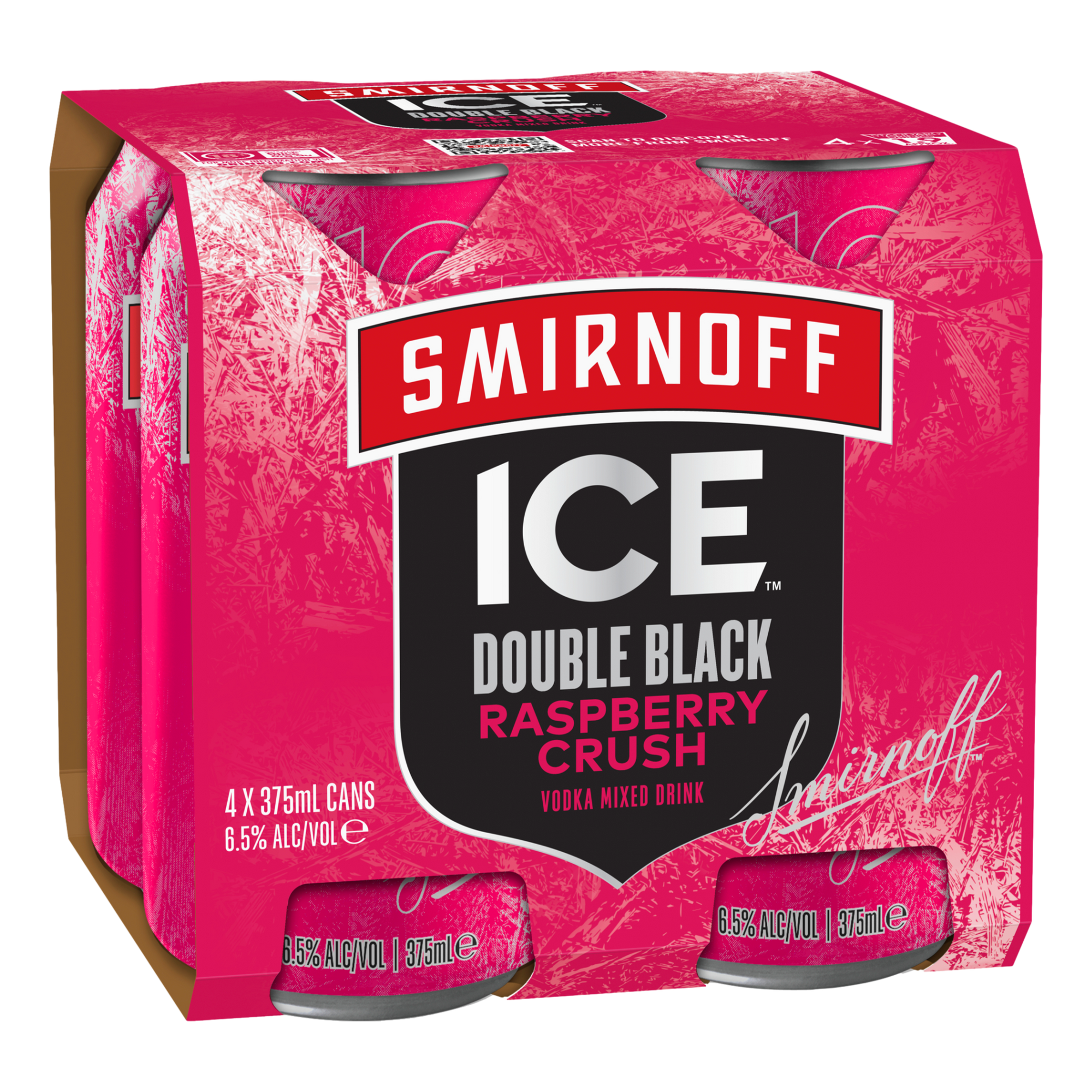 Smirnoff Ice Double Black Raspberry Crush 6.5% 375ml Can 4 Pack