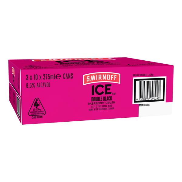Crushed Ice Raspberry Smirnoff Ice Double Black Raspberry Crush 6.5% 375ml Can Case of 24 ...