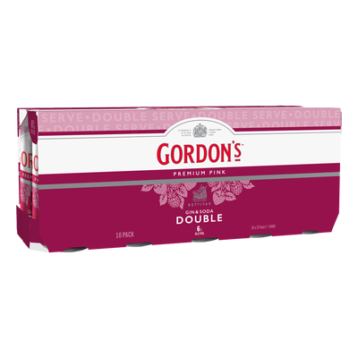 Gordon's DOUBLE Pink Gin & Soda 6% 375ml Can 10 Pack