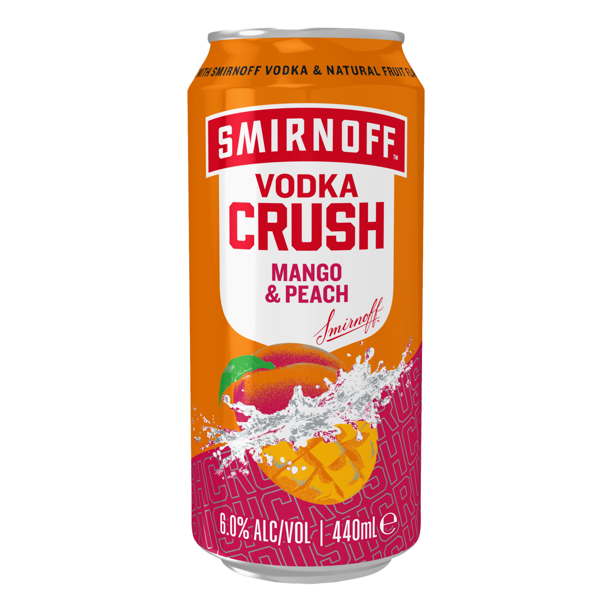 Smirnoff Vodka CRUSH Mango & Peach 6% 440ml Can Single