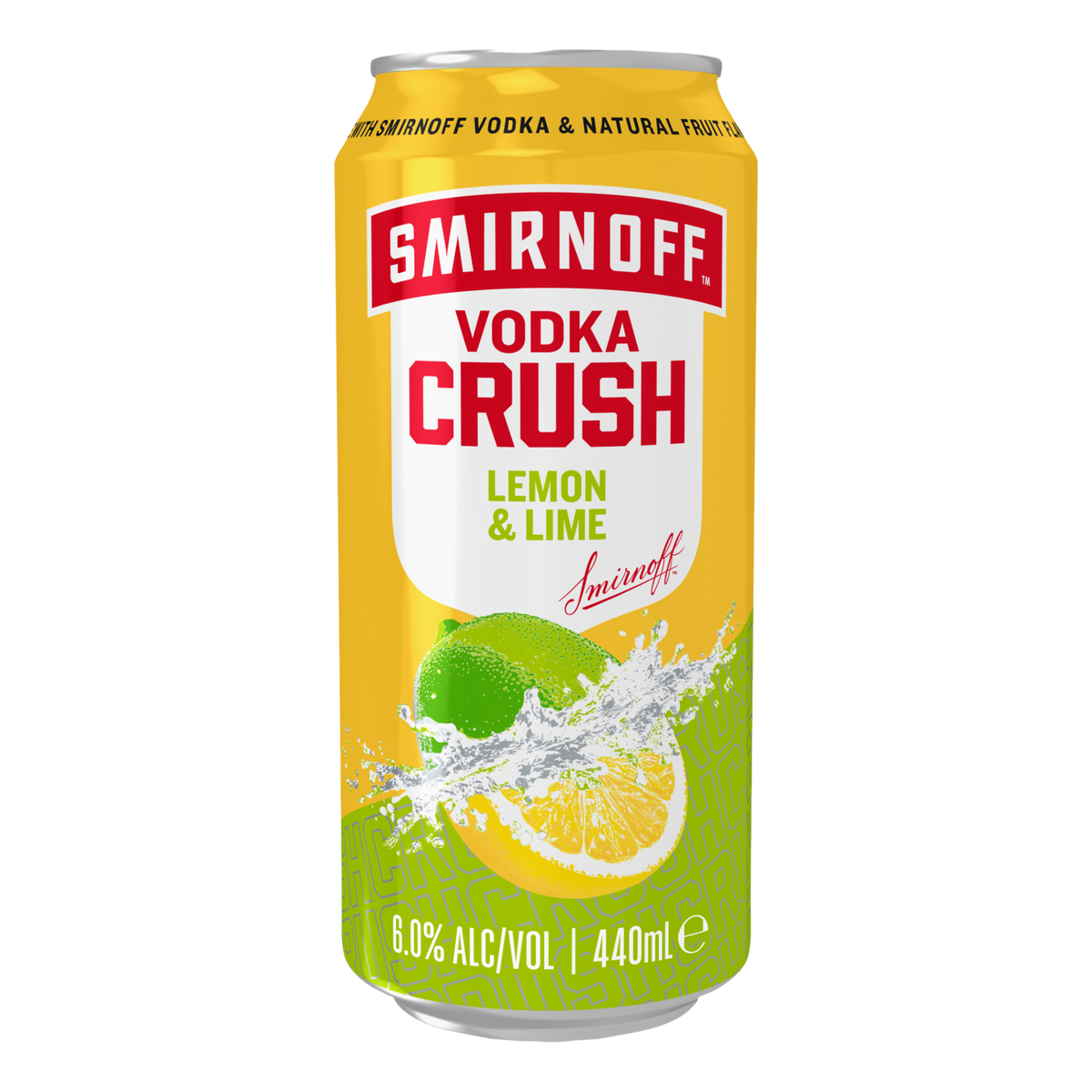 Smirnoff Vodka CRUSH Lemon & Lime 6% 440ml Can Single