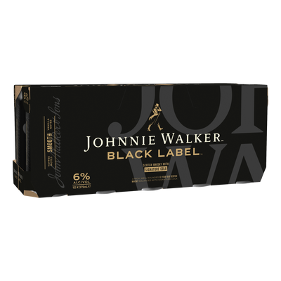 Johnnie Walker Black & Signature Cola 6% 375ml Can 10 Pack