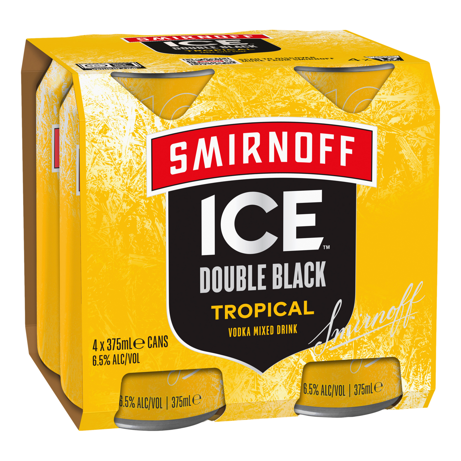 Smirnoff Ice Double Black Tropical 6.5% 375ml Can  4 Pack