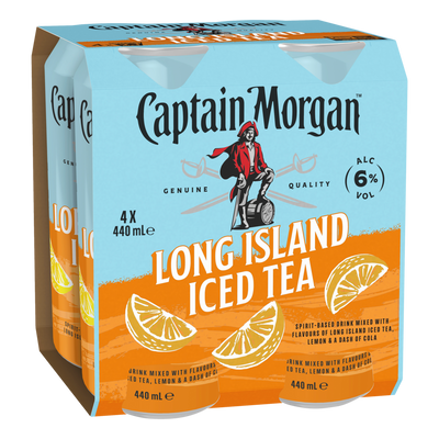 Captain Morgan Long Island Iced Tea 6% 440ml Can 4 Pack