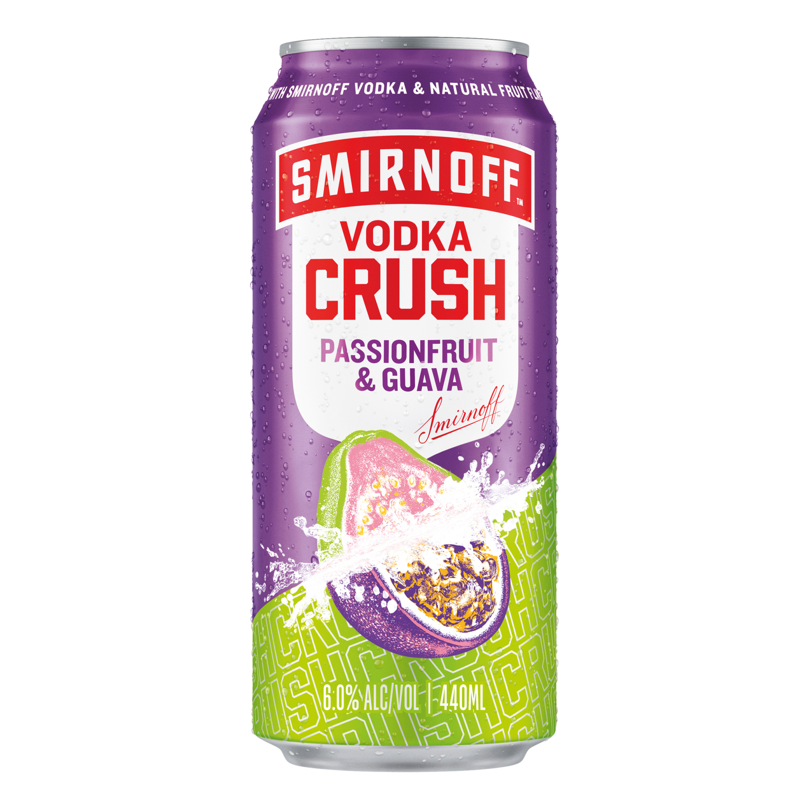 Smirnoff Vodka CRUSH Passionfruit & Guava 6% 440ml Can Single