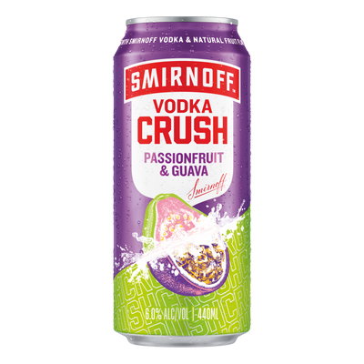 Smirnoff Vodka CRUSH Passionfruit & Guava 6% 440ml Can 4 Pack