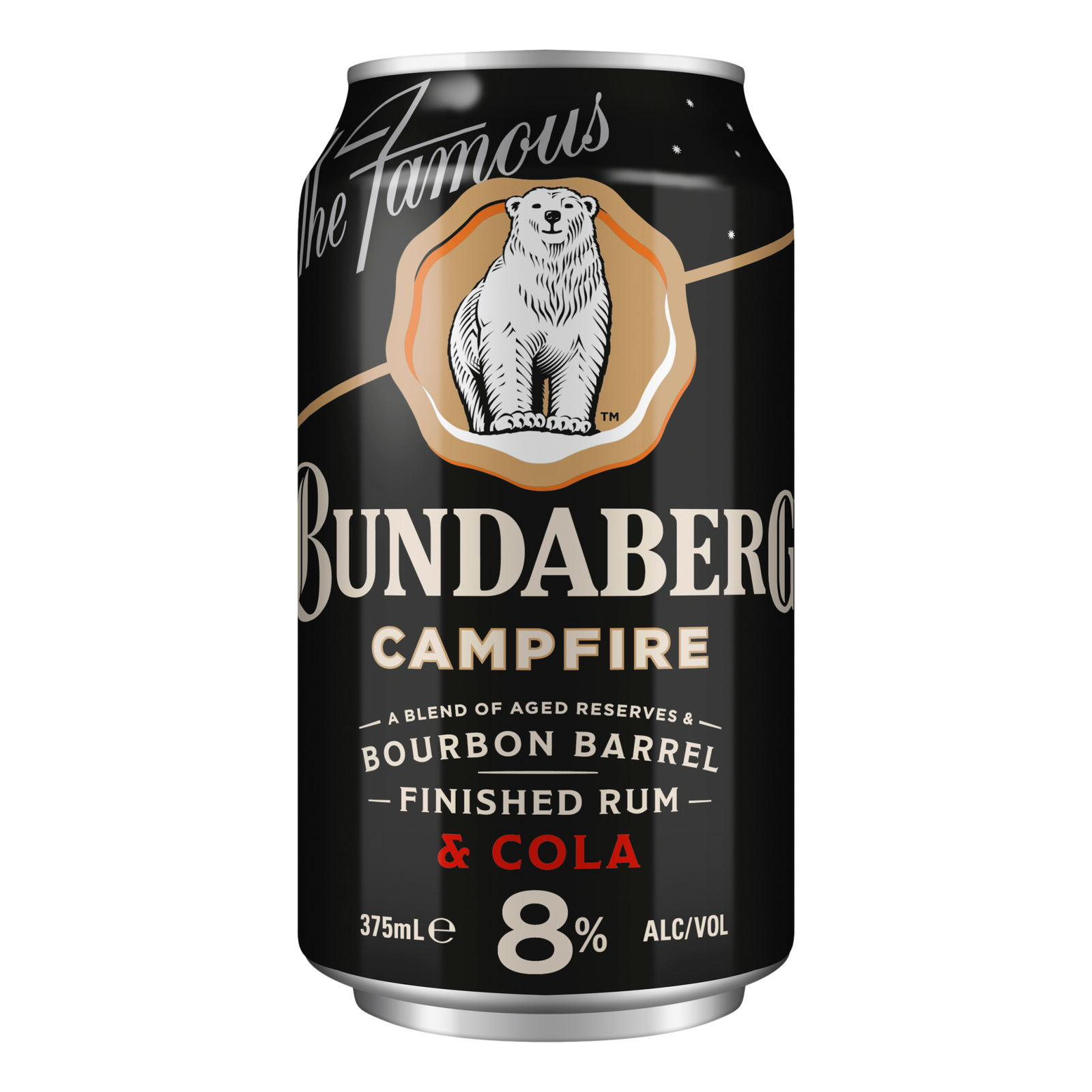 Bundaberg Campfire Bourbon Barrel Rum & Cola 8% 375ml Can Single