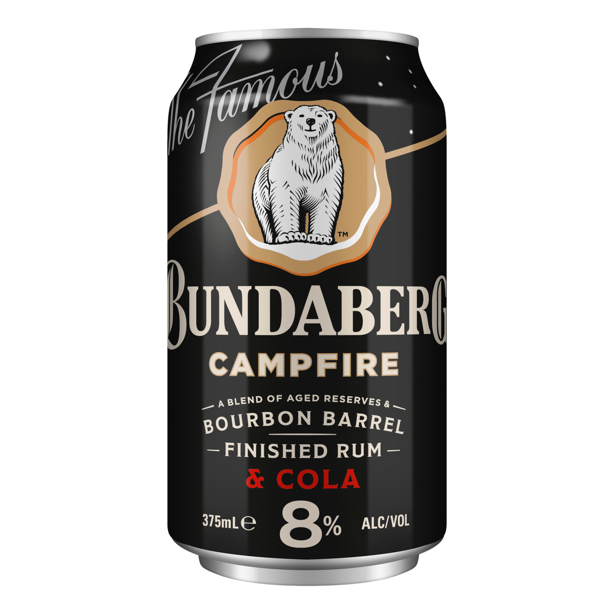 Bundaberg Campfire Bourbon Barrel Rum & Cola 8% 375ml Can Case of 24