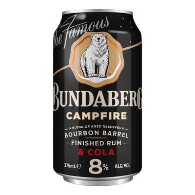 Bundaberg Campfire Bourbon Barrel Rum & Cola 8% 375ml Can Case of 24