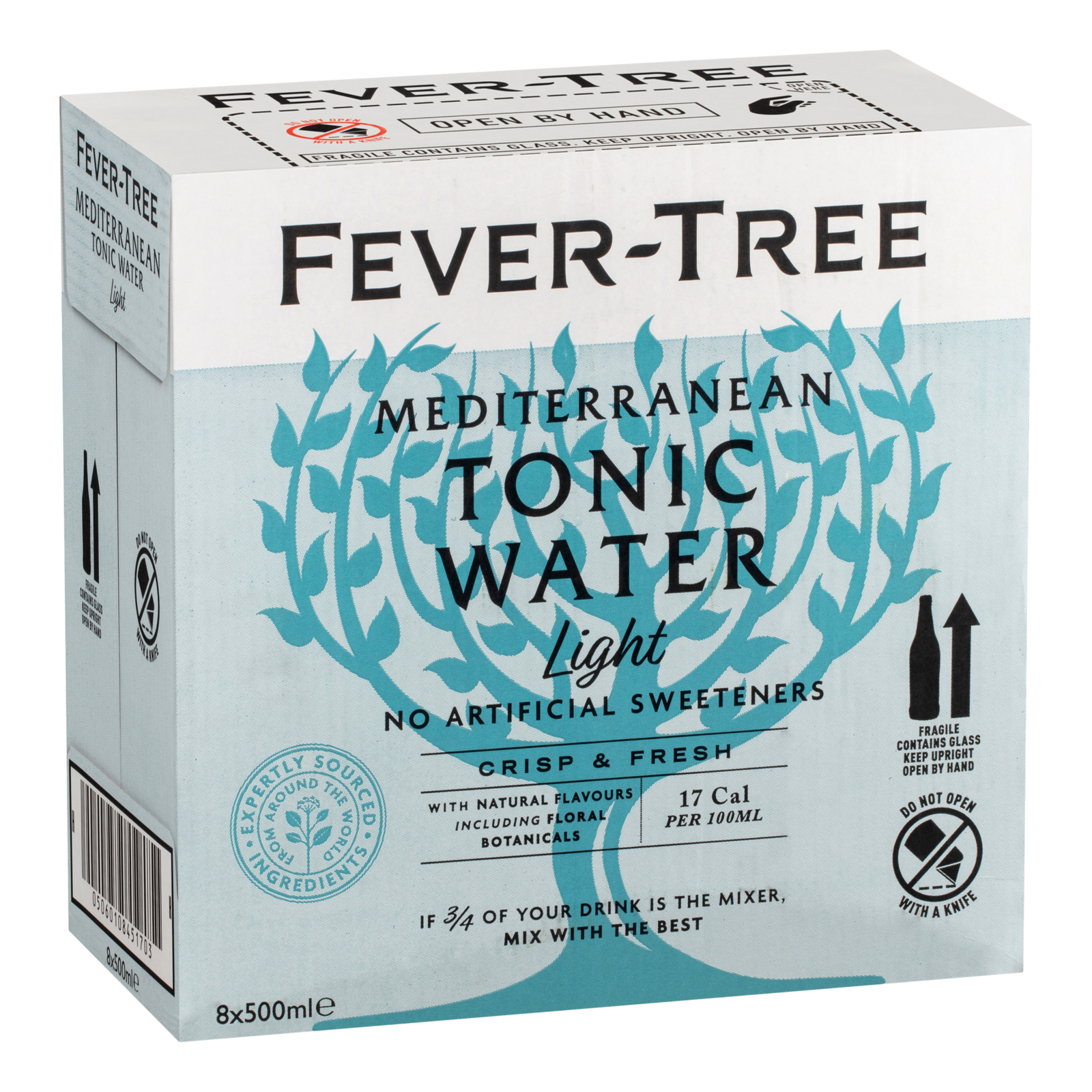 Fever Tree LIGHT Mediterranean Tonic Water 500ml Bottle Case of 8