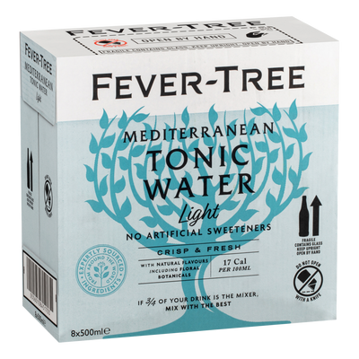 Fever Tree LIGHT Mediterranean Tonic Water 500ml Bottle Case of 8