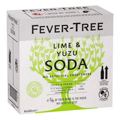 Fever Tree Lime & Yuzu Soda 500ml Bottle Case of 8