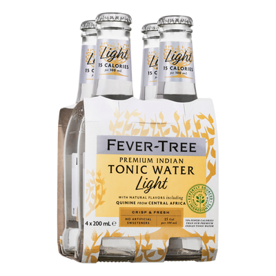 Fever Tree LIGHT Indian Tonic Water 200ml Bottle 4 Pack