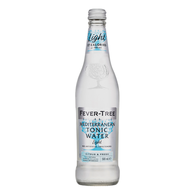 Fever Tree LIGHT Mediterranean Tonic Water 500ml Bottle Case of 8