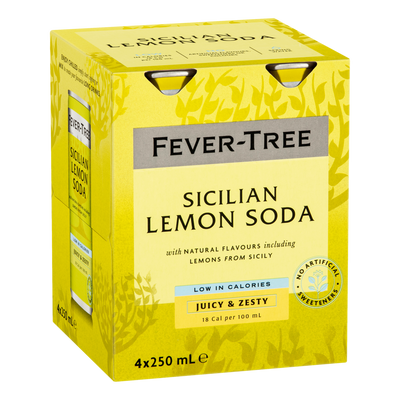 Fever Tree Sicilian Lemon Soda Water 250ml Can 4 Pack