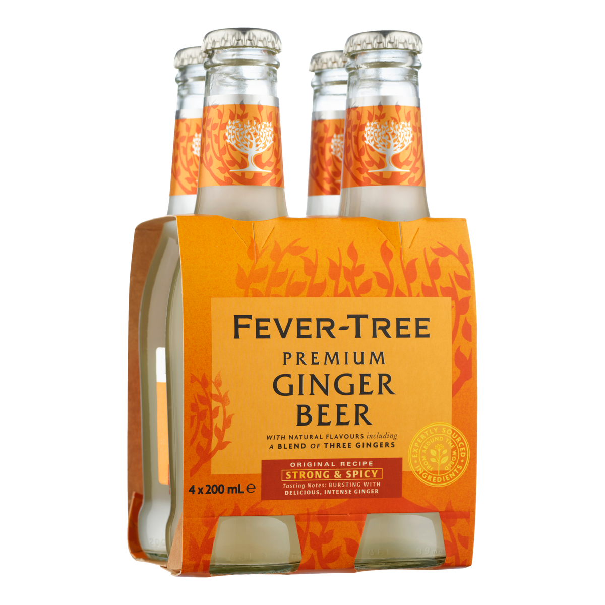 Fever Tree Premium Ginger Beer 200ml Bottle 4 Pack